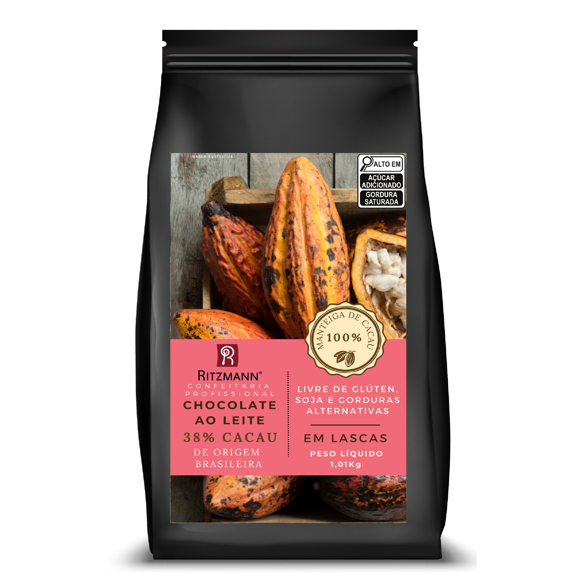 CHOCOLATE GOURMET AO LEITE 38% CACAU 1,01KG - RITZMANN