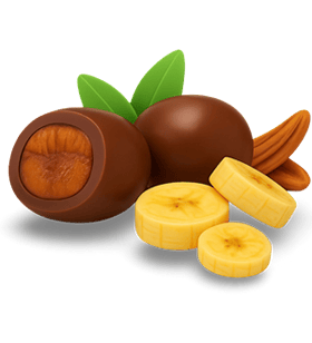 Drágeas de Banana com Chocolate ao leite