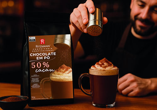 Linha de cacau e chocolate em pó