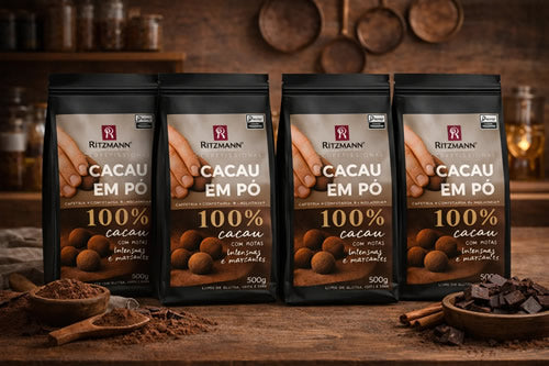 Kit 4 unidades Cacau em Pó Alcalino 100% cacau 500g